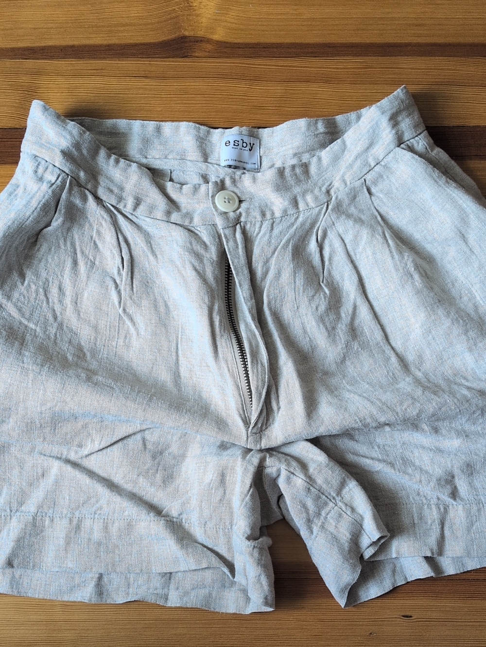 Esby Light Gray 100% Linen Relaxed Shorts